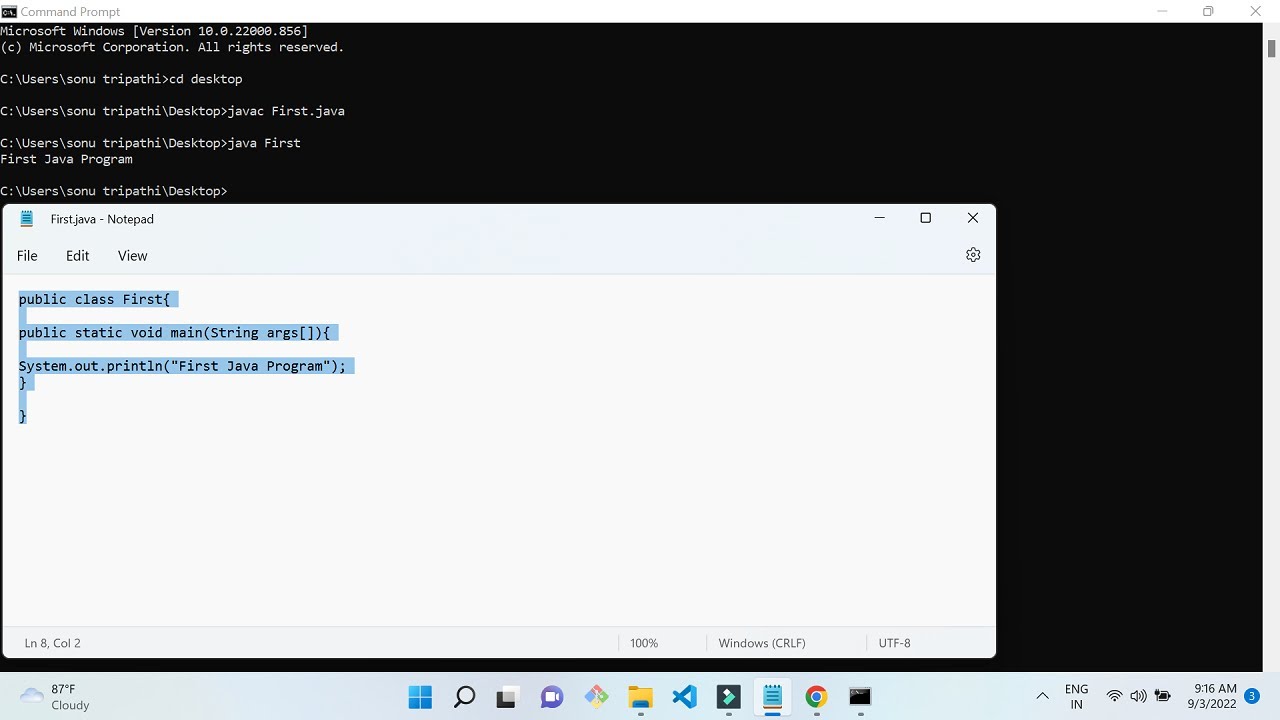 How To Execute Java Program In Notepad Youtube