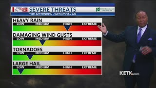 Heavy rain, severe weather possible through Wednesday (Tuesday Midday Update 5-24-22)