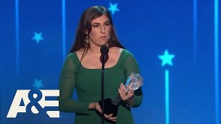 Mayim Bialik Wins Best Supporting Actress in a Comedy Series | 2016 Critics' Choice Awards | A&E