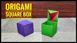 Origami Square box | Box with Lid | Origami tutorial | Paper craft