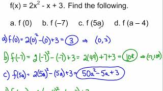 1 2b Function Notation and Evaluation