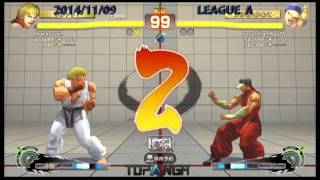 【USF4】Topanga A league on line - Michaeltan (Ken) vs Kazunoko (Yun)