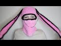 Pastel goth bunny balaclava pink black. Kawaii bunny hat adult