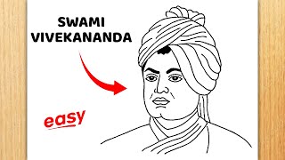 Swami Vivekananda outline drawing - How to draw swami vivekananda drawing easy for youth day