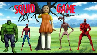Top Superheroes Play Squid \ Squid Game \ Wrong Heads Top \ Venom, Spiderman, Siren Heads, Hulk