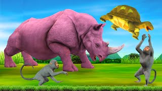 गैंडा कछुआ की दोस्ती और शरारती बंदर Rhinoceros kachhua aur Bandar ki Kahani - Hindi Kahaniya कहानी