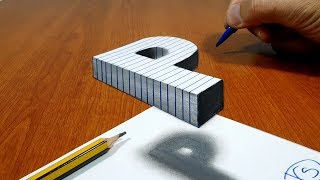 3D Trick Art On Line Paper, Floating Letter P