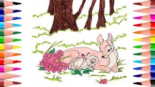 Coloring Bambi Disney Coloring Pages for Kids - Painting Bambi Disney Coloring Book for Toddlers