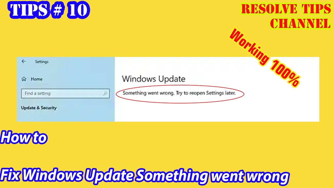 How To Fix Window Update Something Error Went Wrong - YouTube