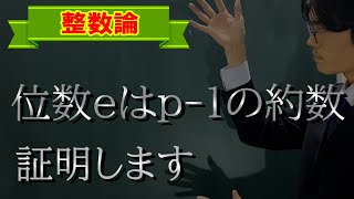 【初等整数論37】位数eはp-1の約数となる性質の証明【数学　整数論】