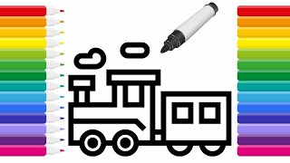 How to draw a train easy for kids 🚂