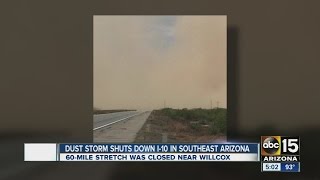 Blowing dust closes I-10 in SE Arizona