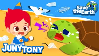 🐢🩸The Turtle Is Having a Nosebleed | No, No, Plastic Straw! | Green Earth Songs for Kids | JunyTony