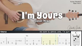 I'm Yours - Jason Mraz | Fingerstyle Guitar | TAB + Chords + Lyrics