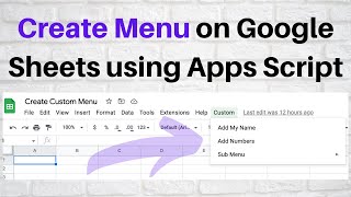 Google Apps Script - Create Menu on Google Sheets