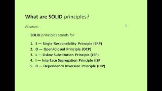 What are SOLID principles? | Interview questions of java