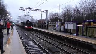 LMS 'Royal Scot' 46100 at Moses Gate Railway Station with 'The Pennine Peaks and Valleys Explorer'