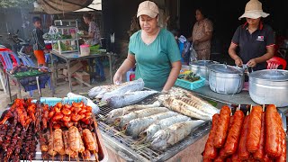 Psar Norea \u0026 Sa-la Ta On Market Scenes In Evening @ Battambang, Cambodian Food Market Scenes