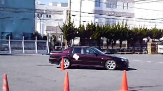 2017.2.12　烏帽子ジムカーナ練習会AM　ER34改スカイライン　NISSAN SKYLINE GYMKHANA IN HIRATSUKA VEGETABLE MARKET