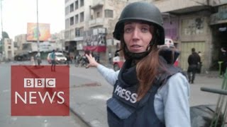 In the middle of a riot in Hebron - BBC News