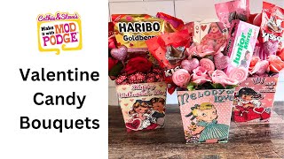 DIY Valentine's Day Candy Bouquets with Vintage Napkin Decoupage