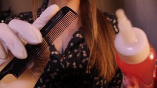 ASMR Scalp Check & Treatment ✨ Hair parting, brushing, glove sounds (no talking, layered sounds)