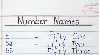 Number Names 51 to 100