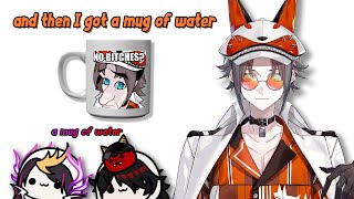 Mysta went to get a mug of water (quaso meme)