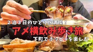 ２泊３日のひとり旅。1日目はアメ横の「おとんば」さん、「肉の大山」さんへ。