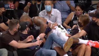 PJ Tucker Crashes into the Sidelines - Bucks vs Nets 2020-21 Season PLAYOFFS