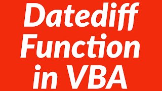 Using Datediff Function in VBA