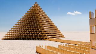 Giant Golden Pyramid Domino's Effect