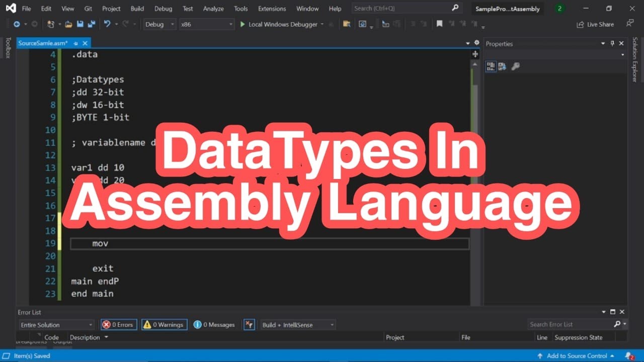 Data Types In Assembly Language||Lecture No 6 ||Irvine32 || MASM - YouTube