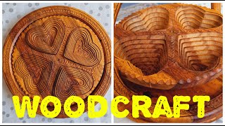 4 Hearts Handmade Collapsible Wood Basket Wood Craft Engraving Made in Pakistan turning it use