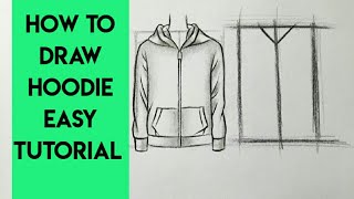 How to draw a Hoodie easy| Drawing clothes Fashion illustration Sketches/ Sketch Drawing Pencil