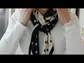 ♥２枚の【モノトーンスカーフの巻き方】黒ジャケ８アレンジ！ 8 ways to wear 2 black u0026 white scarves with a black jacket