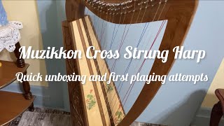 Muzikkon Cross strung harp- unboxing and playing - playing accidentals without levers or pedals