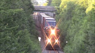 Single ES44DC Long Hood Forward Leads a Long Stack Transfer Train 519 thru Rock Cut at Halifax, NS