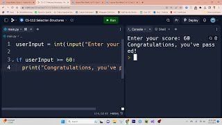 CS-112 Introduction to Selection Structure