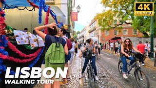 🇵🇹 [4K WALK] Alfama Walking Tour Lisbon - PRE Festa de Santo António Lisboa 2023