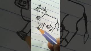 easy draw cow #shorts #sketch #viral #animals #cow #ashortaday