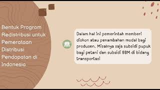 Program Redistribusi untuk Pemerataan Distribusi Pendapatan di Indonesia