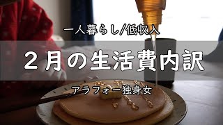 【低収入｜一人暮らし】2月の生活費内訳│アルバイト│働きたくない│アラフォー独身女│在宅勤務【手取り13万│支出予算11万】