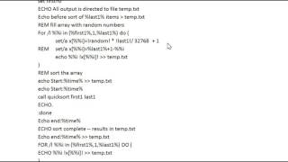 Create & Execute Windows Command Files Quicksort Function