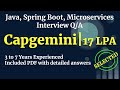 Capgemini Java, Spring Boot, Microservices Interview Questions and Answers | Mock