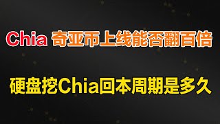 Chia 奇亚币上线能否翻百倍？，硬盘挖Chia回本周期是多久，平民能不能挖