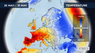 Monthly temperature forecast for Europe 21/5/2026