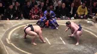 勢 vs 栃ノ心 2015大相撲一月場所7日目 Ikioi vs Tochinoshin (Gruziya) SUMO