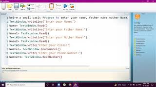 1. Small Basic Program to Enter your Details