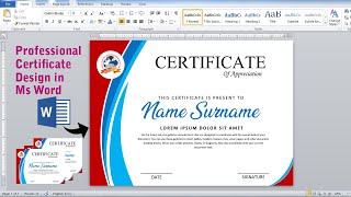 Professional Certificate Design using Ms word || Creative Certificate Design || Ms word Tutorial ||